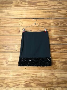 Talbots Black Sequin Hem Straight Skirt